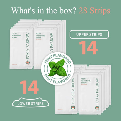 Fox & Farrow Teeth Whitening Strips for Sensitive Teeth | 14 Professional Teeth Whitening Treatments with 28 Mint Flavored Strips | Peroxide-Free ...