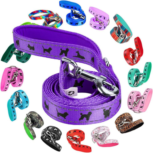 EcoBark Dog Leash - 4 FT / 5 FT / 6 FT Reflective Dog Leash- Eco-Bright Dog Leashes with Padded Handle - Strong Heavy Duty Dog Leash - Nylon Dog L...