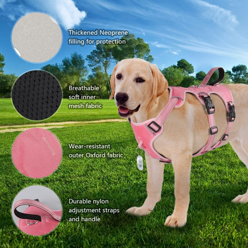 FEimaX Dog Harness No Pull Soft Padded Dog Vest with 3 Leash Clips and Easy Control Handle Reflective Adjustable No Choke Pet Harnesses for Medium...