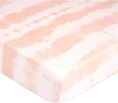 Crane Baby Soft Cotton Crib Mattress Sheet, Fitted Sheet for Cribs and Toddler Beds, Pink Tie-Dye, 28”w x 52”h x 9”d...