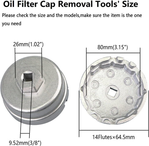 1.8L Oil Filter Wrench Oil Filter Cap Removal Tool 64mm 14 Flute Compatible with Toyota Lexus Prius Scion CT200h for 1.8L 4 Cylinder Engine with C...