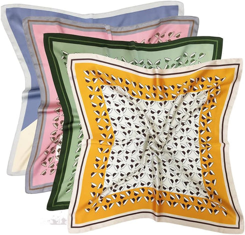 FONYVE Silk Feeling Scarf Medium Square Satin Head Scarf for Women 27.5 × 27.5 inches...