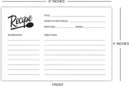 Black and White Recipe Cards 4x6 Double Sided - Set of 50 Premium Cards, Maximum Writing Space - Great for bridal shower....