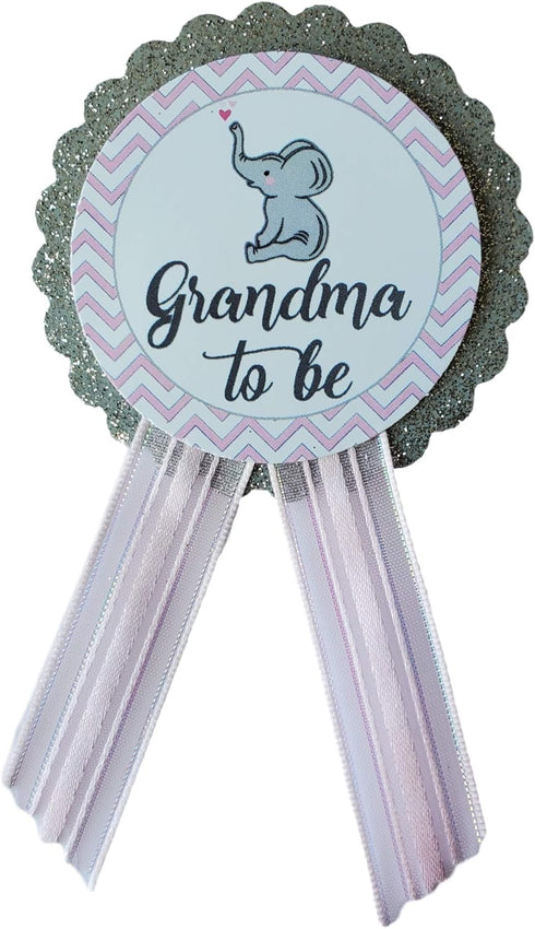 Grandma to Be Pin Elephant Baby Shower Pin for nona to wear, Pink & Gray, It's a Girl Baby Sprinkle...