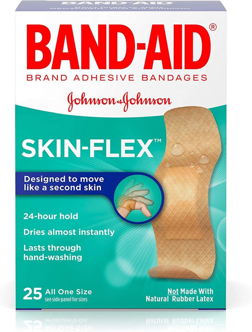 Band-Aid Brand Skin-Flex Adhesive Bandages, All One Size, 25 Bandages Per Box (6 Boxes)...