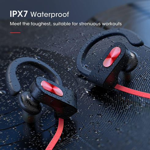 Bluetooth Headphones V5.0, Flame Running Headphones w/16 Hrs Playtime, Bass+ HD Stereo Wireless Sports Earphones w/IPX7 Waterproof Earbuds in Ear ...