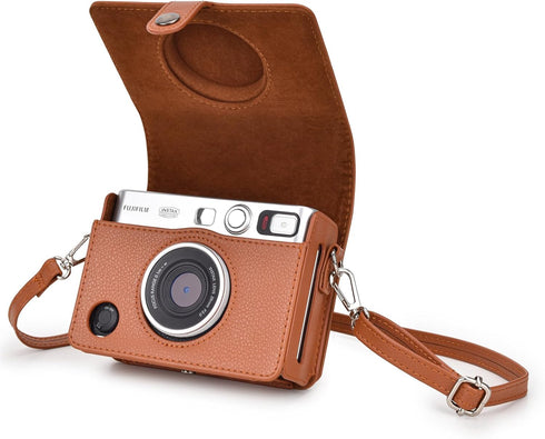 Rieibi Instax Mini EVO Case - Vintage PU Leather Protective Case for Fuji Instax Mini EVO Instant Camera - Removable Case with Adjustable Shoulder...