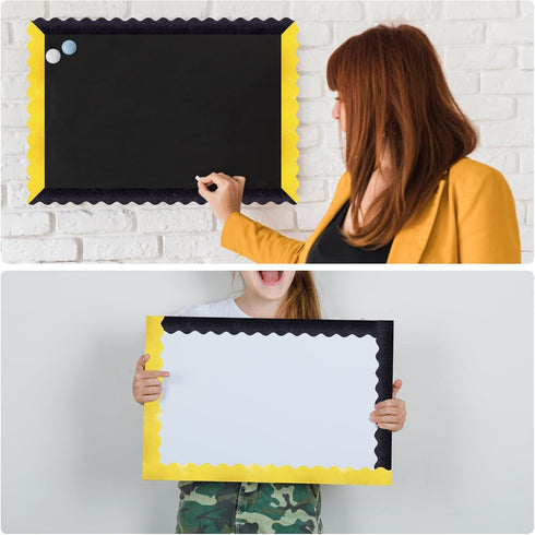 65.6 Ft Bulletin Board Borders Shine Scalloped Bulletin Border Trim Glitter Gold Black Shiny Decorative Poster Borders Strips for Classroom School...