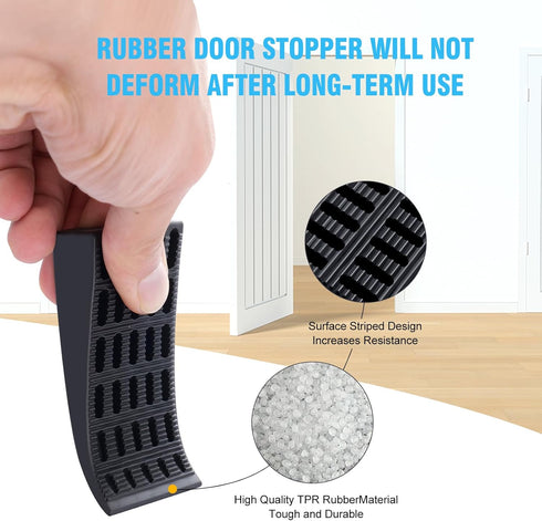 Door Stopper,4 Pack Flexible Rubber Door Stops Wedge Holder,DIY Furniture Levelers for Doors, Tables of Home Improvement?Office?School?Factory etc...
