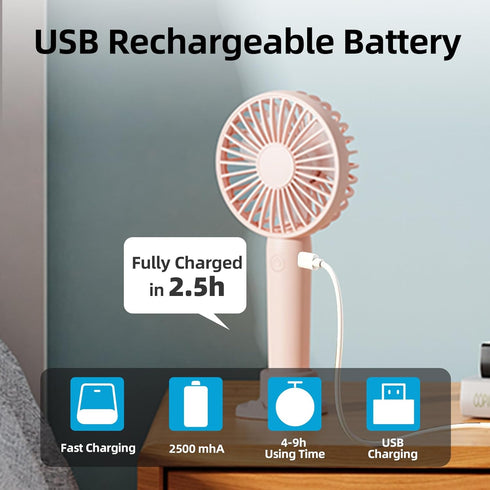 Handheld Mini Fan Portable Personal: 3000mah Rechargeable Small Hand Held Cooling Fans Blow Cold Air for Men Women Kids Compat Face Makeup Fan Tra...