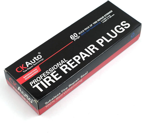 CKAuto 60pcs 4" Black Tire Repair Strings, Automotive Tool Tire Repair Plugs for Tubeless Off-Road Tires Car, Bike, ATV, UTV, Wheelbarrow, Mower...