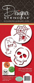 Designer Stencils Scary Halloween Cookie Stencil Set, (Spider Web, Skull, Gravestone), Beige/semi-transparent...