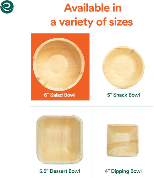 ECO SOUL Palm Leaf Bowls (20, Large 6" (16 Oz) | Round)...