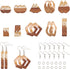 FASHEWELRY 20Pcs Resin Wooden Earring Pendants 10 Styles Gold Teardrop Rectangle Rhombus Flat Round Geometry Vintage Resin Wood Statement for Jewe...
