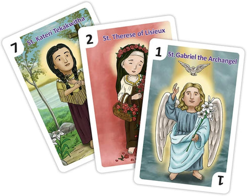 Needzo Catholic Saints Miniature Go Fish Matching Card Set, Sunday Church Educational Tools and Supplies, Fun Devotional Gifts for Catholics, 54 C...