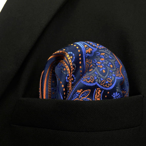 S&W SHLAX&WING Men's Ties Neckties Navy Dark Blue Paisley Matching Pocket Square...