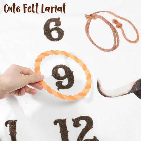 Cowboy Baby Monthly Milestone Blanket with Felt Lariat Frame Western Bull Theme Blankets for Toddler Photography Background Prop Cow Pattern Soft ...