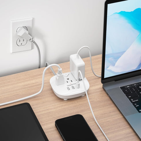 Power Strip 3 Outlets and 3 USB Ports with Switch Control, Desktop Charging Station with 5 ft Extension Cord, Compact for Nightstand, Office and T...