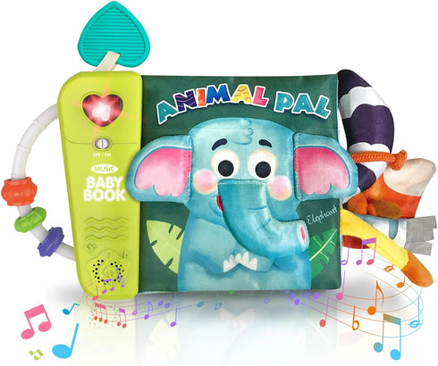 Baby Books Toys 6-12 Months - Baby Musical Toys Newborn Montessori Toys for Babies - Soft 3D Activity Cloth Tummy Time Book - Infant Early Develop...