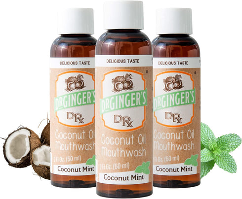 Dr. Ginger's Coconut Oil Pulling Mouthwash, Travel Size, All-Natural Formula for Tongue and Gum Health, Fights Bad Breath and Whitens Teeth, Alcoh...