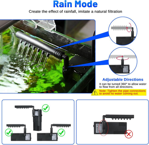 Aquarium Filter Small Betta Fish Tank Water Filter for 5-15 Gallon Fish Turtle Shrimp Tank Submersible Aquarium Internal Filter 4-in-1 Adjustable ...