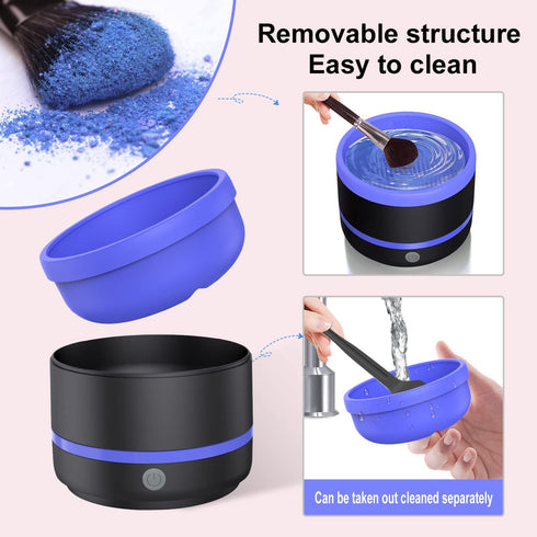 Upgraded Electric Makeup Brush Cleaner Machine,Makeup Brush Cleaner Tools USB Cosmetic Brush Cleaner Auto Spinner for Beauty Make up Brush Sets Li...