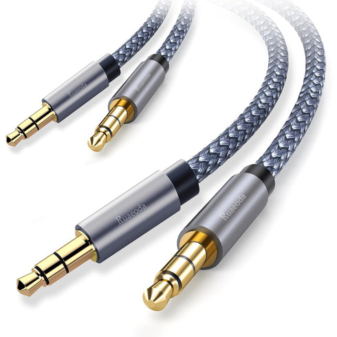 Aux Cord 2Pack 6 ft,3.5mm Audio Cable Male to Male Stereo Hi-Fi Sound Nylon Braided aux to aux 1/8 cable for Headphones Car Home Stereos Speakers ...