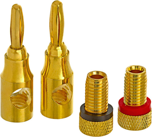 Cmple - Open Screw Type Gold Plated Speaker Banana Plugs for Amplifiers, Speaker Wire, Home Theater, Wall Plates 1 Pair...