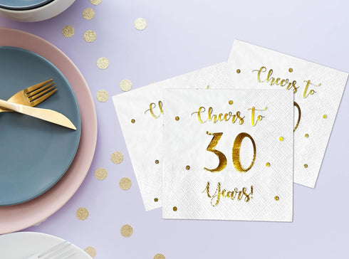 Cheers to 30 Years Cocktail Napkins | Happy 30th Birthday Decorations for Men and Women and Wedding Anniversary Party Decorations | 50-Pack 3-Ply ...
