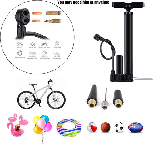 Bike Pump, Air Bicycle Pump Inflator with Pressure Gauge for Presta and Schrader Valve Tire Ball Bike Portable Pumps 160PSI...