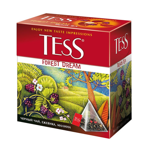 Tess Forest Dream Black Tea Composition Raspberry and Blueberry Leaf Tea in 20 Pyramid Sachets...