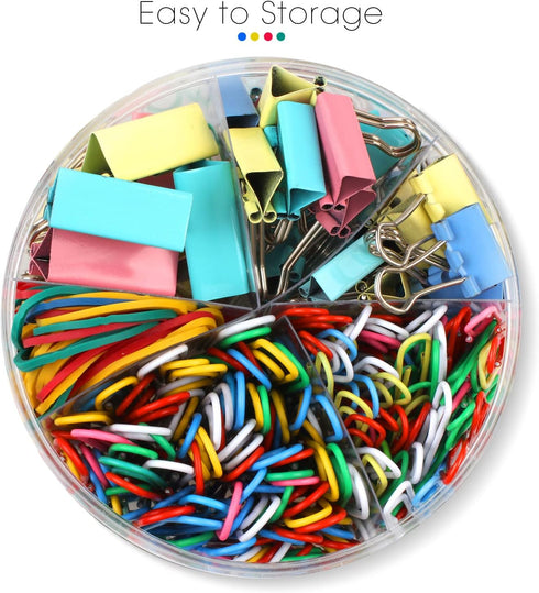 300 Pcs Paper Clips, Binder Clips and Rubber Bands, Office Supply Set, Paper Clips and Paper Clamps, School Supplies Office Supplies Teacher Suppl...