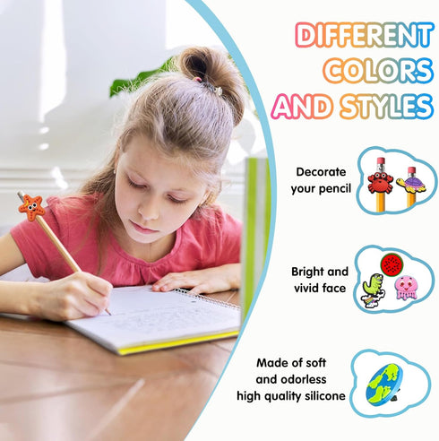 100 Pcs Different Style Pencil Topper Decoration,Cute PVC Different Pencil Charms Clip Designs for Boys and Girls,Cute School Supplies Classroom R...