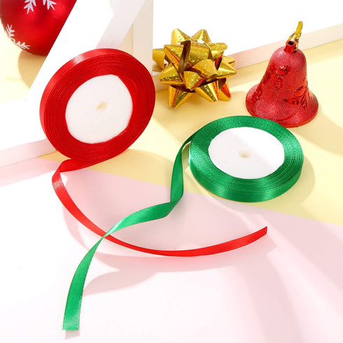Tatuo 100 Yards Christmas Ribbon for Gift Wrapping Satin Ribbons Double Face Polyester Holiday suppply for Sewing Bow Wreath DIY Craft Ornament(10...