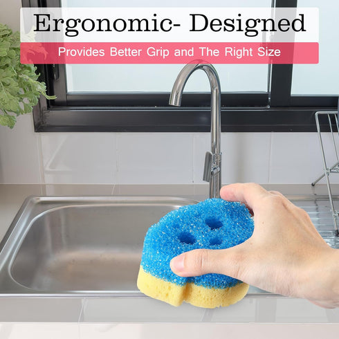 6 Pcs Dog Dual Sided Scrub Sponge Cleaning Sponges Cute Temperature Sensitive Dish Sponges for Washing Dishes Non Scratch Household Multi Use Spon...