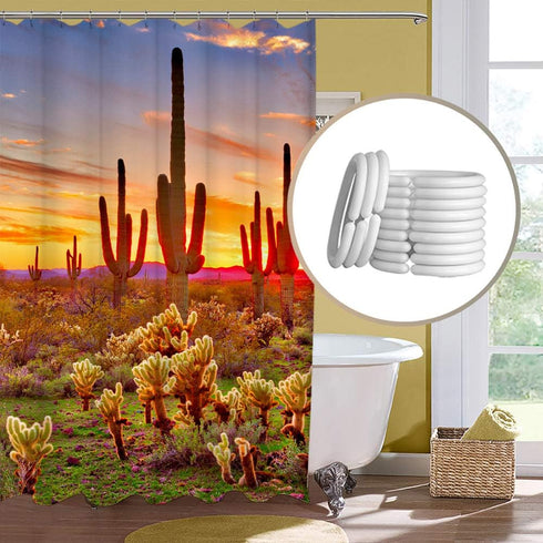 LUKUY Saguaro Shower Curtain for The Bathroom Arizona Desert Landscape with Cactus Mountain at Sunset Picture Cloth Fabric Bathroom Decor Set with...