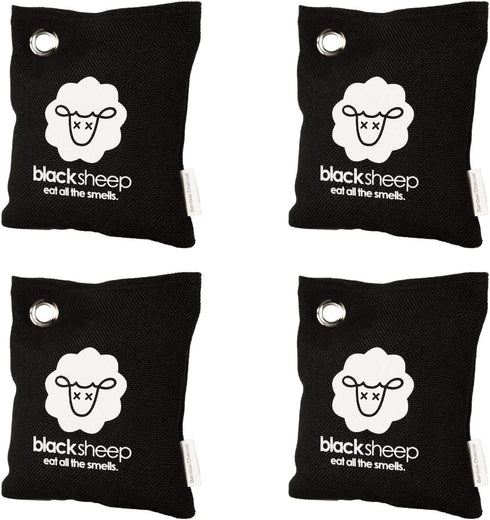 Black Sheep - Bamboo Charcoal Natural Air Purifying Bag - Eliminates Odors in Homes, Cars, Bags, Shoes, Closets & More - 200g (4)...