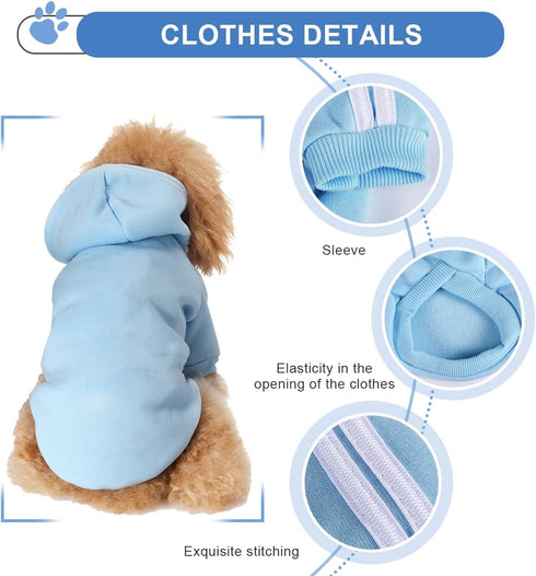 Dog Hoodie, Dog Clothes Sweater Dog Jumpsuit Fleece Sweatshirt Dog Outfit Dog Winter Clothes Cotton Puppy Hoodies for Small Medium Large Dogs Cats...