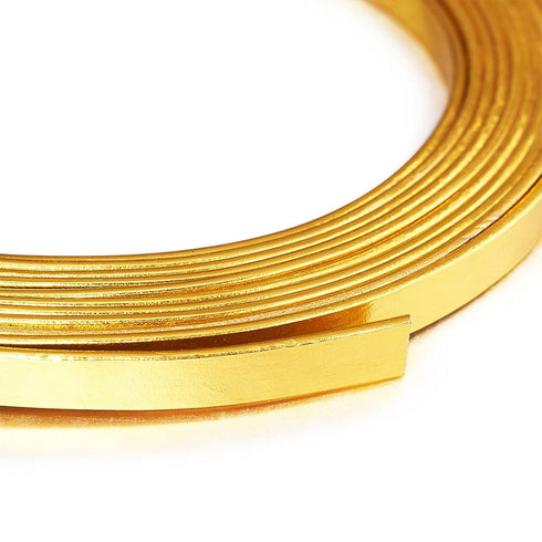 Fashewelry 32.8Ft 5mm Aluminum Flat Wire Gold Bendable Metal Craft Wire Strip for Bezel Sculpting Armature Jewelry Making Gem Metal Wrap...