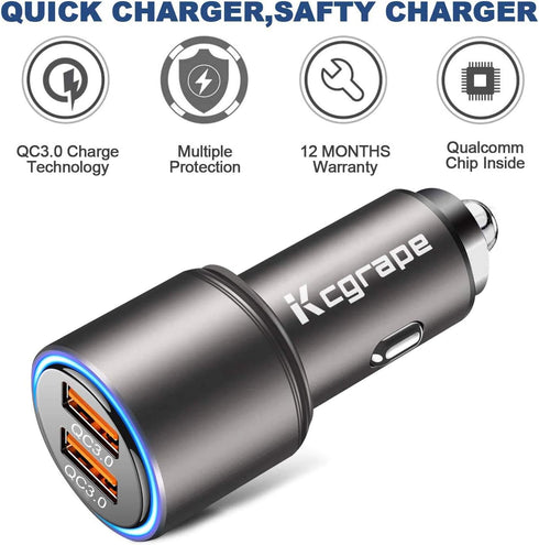 USB Car Charger,36W Dual Quick Charge 3.0 Car Adapter for Moto G Power/G Stylus 2022 2020 2021,G Fast/G Play/G100/G Pure,Edge Plus,Motorola One 5G...