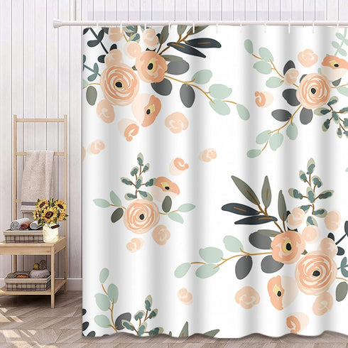 Emvency 72"x78" Shower Curtain Peach Coral Waterproof Blush Pink Floral Bouquets White Rose Flowers Exotic Summer Beach Home Decor Polyester Fabri...