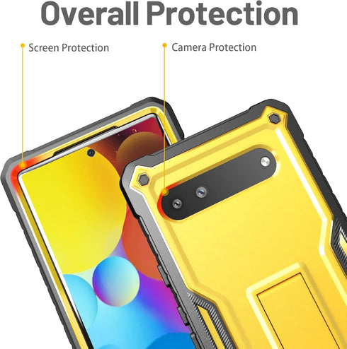 FITO for Google Pixel 6A Case, Dual Layer Shockproof Heavy Duty Case with Tempered Glass Screen Protector Built-in Kickstand (Yellow)...