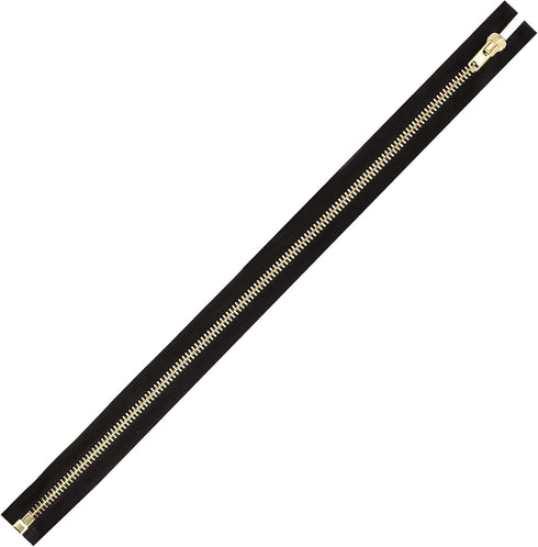 Mandala Crafts 48 Inch Metal Heavy Duty Zippers - #10 Black Tape Gold Metal Separating Zippers for Sewing Jacket Coat Upholstery...