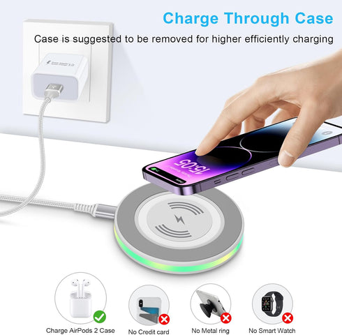 Wireless Fast Charger Samsung Charging Pad Wireless Phone Charger for Android Cell Phone Charger for Samsung Galaxy S24 Ultra S24+ S24 S23 S22 S21...