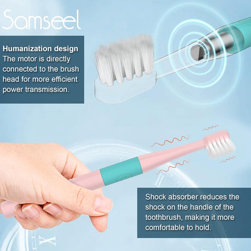 (2-Pack, White and Pink Sonic Electric Toothbrush Lasting for 90 Days Travel Essential Waterproof Portable Mini Design for Daily Oral Care Busines...