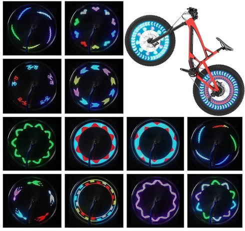 Bike Wheel Lights (2 Pack) - Waterproof LED Bicycle Spoke Lights Safety Tire Lights - Great Gift for Kids Adults - 30 Different Patterns Change - ...