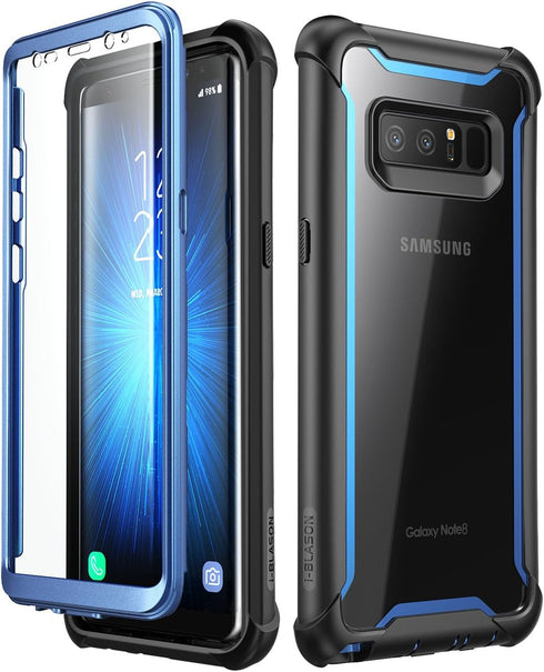 i-Blason Case for Galaxy Note 8 2017 Release, Ares Series Full-body Rugged Clear Bumper Case with Built-in Screen Protector (Black/Blue)...