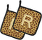 Caroline's Treasures CJ1025-RPTHD Letter R Initial Monogram - Giraffe Pair of Pot Holders Kitchen Heat Resistant Pot Holders Sets Oven Hot Pads fo...