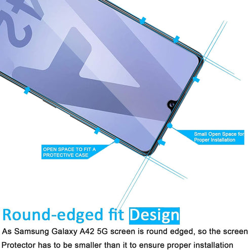 NEW'C 3 Pack Designed for Samsung Galaxy A42 5G, Galaxy M12 Screen Protector Tempered Glass, Case Friendly Anti Scratch Bubble Free Ultra Resistan...