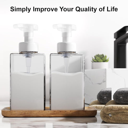 Foaming Soap Dispenser, 15 Oz Foam Soap Dispenser for Bathroom & Kitchen, Refillable Foaming Hand Soap Dispenser for Liquid Soap, 2Pcs Foam Pump B...